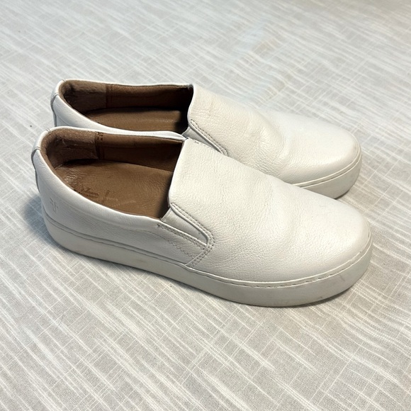 Frye Shoes - Frye White Leather Slip-On Sneakers Flats